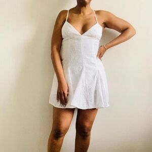 Zara white cutwork embroidery playsuit dress